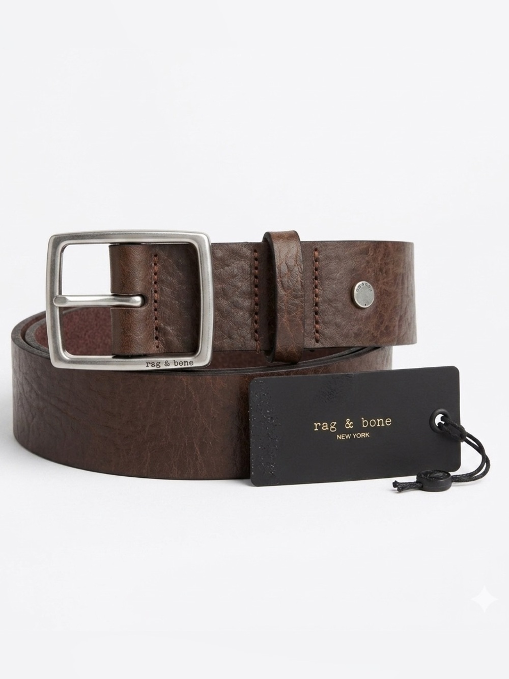 NWT Rag & Bone Rugged Leather Belt in Espresso 38W